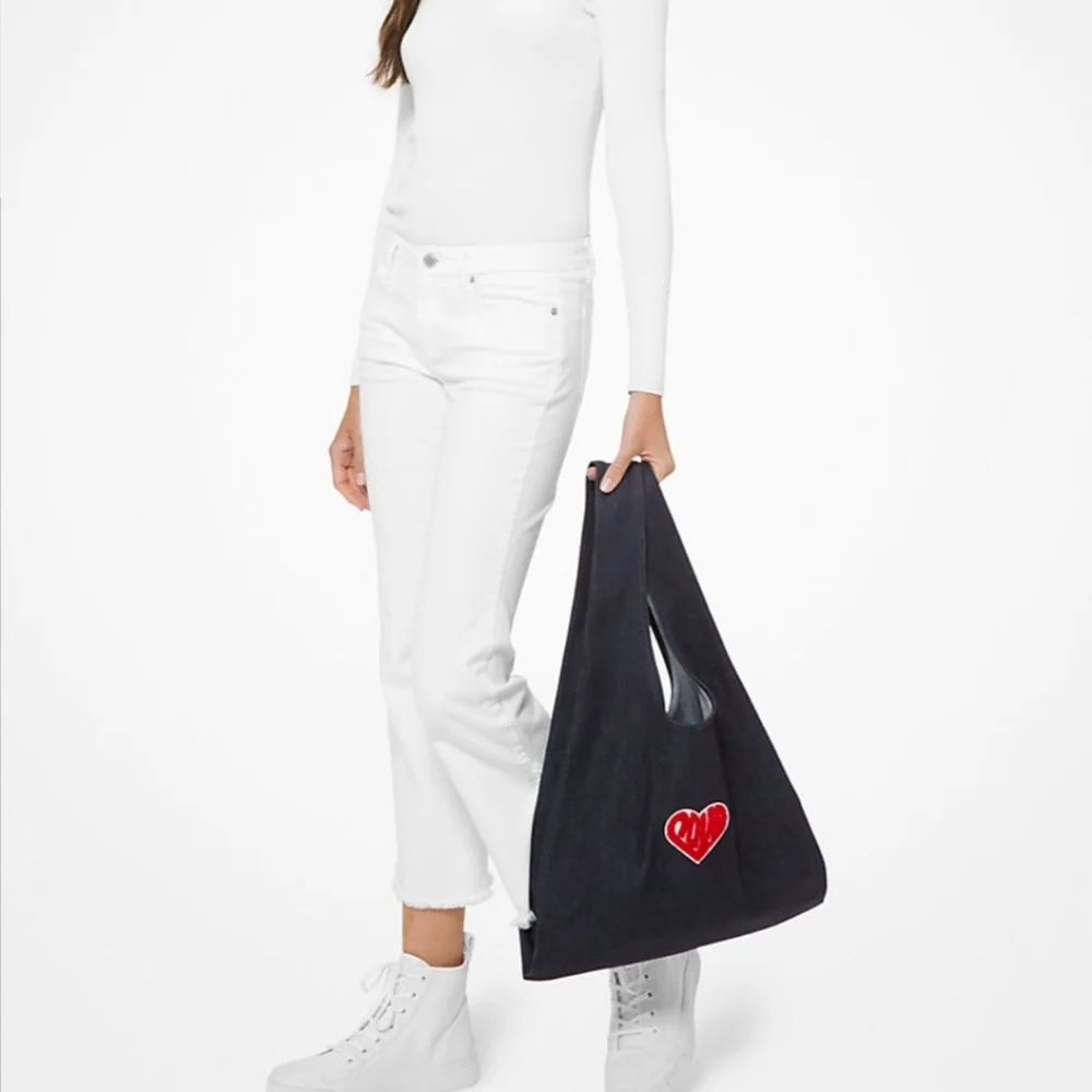 SALE Michael Kors Watch Hunger‎ Stop LOVE Blue Denim Tote 16.5